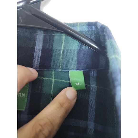 Sid Mashburn Men Green Blue Plaid 100% Cotton Button Down Sport Shirt size XL, - Picture 4 of 8